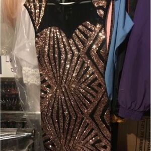 Elegant Sequin Black and rose Gold Dress